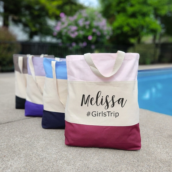 Personalized Beach Bag, Bachelorette Party Favors, Girls Trip Gifts, Girls Weekend Bags, Canvas Tote Bag, Bachelorette Bag, Name Tote Bag