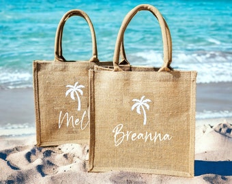 Personalized Burlap Beach Tote Bag: Cruise Trip Gift