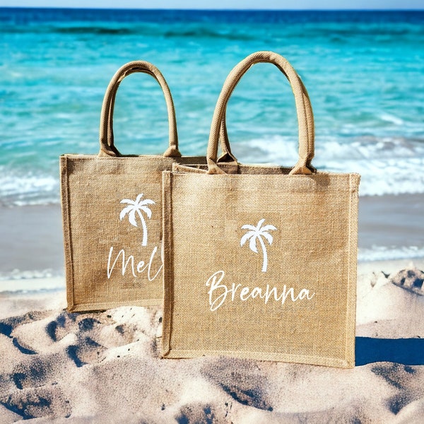 Personalized Burlap Beach Tote Bag: Cruise Trip Gift