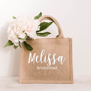 Personalized Bridesmaid Bag, Burlap Tote, Bridesmaid Proposal Gift, Bridal Party Gifts, Bachelorette Party Favor, Bridesmaid Gift, Beach Bag