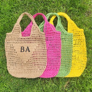 Personalized Raffia Beach Bag: Handwoven Bachelorette Party Favor, Mothers Day Gift Idea image 6
