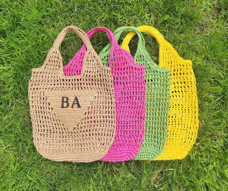 Personalized Raffia Beach Bag: Handwoven Bachelorette Party Favor, Mothers Day Gift Idea image 6