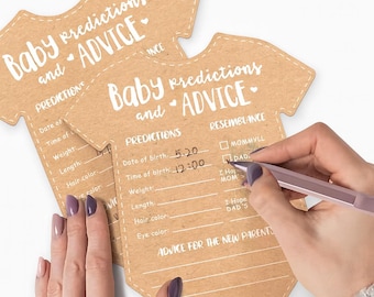 Onesie Baby Shower Game: Advice and Prediction Cards, Kraft Cardstock (Set of 25)