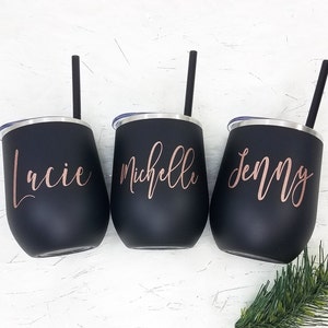 Personalize Wine Tumbler Girls Trip Cups Gift Girls Trip Gift Stemless Wine Cup Bachelorette Party Favor Bridesmaid Cups Personalized Gift