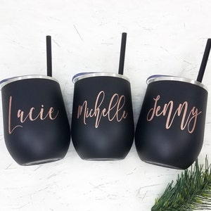 Personalize Wine Tumbler Birthday Trip Gift Girls Trip Cup Bachelorette Party Favor Idea Bridesmaid Cup Personalized Gift for Her