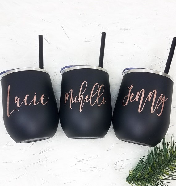 Personalized Wine Tumbler: Bridesmaid Cup, Bachelorette Party Favor, Girls Trip Cup