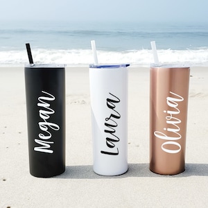 Personalized Tumbler Lid and Straw, Stainless Steel Tumbler, Family Vacation Cups, Travel Agent Thank you Gift, Personalized Girls Trip Gift
