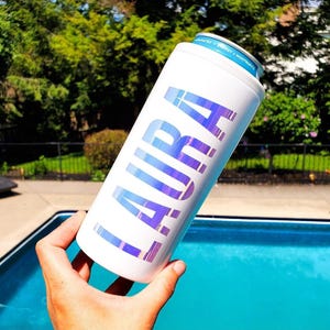 Personalized Slim Can Cooler: Insulated Seltzer Cozie for Bachelorette Party, Mothers Day Gift, Birthday Trip Favor, Hard Seltzer Cup Bild 1