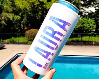 Personalized Slim Can Cooler Stainless Cozies Insulated Can Cooler Seltzer Personalized Christmas Gift Skinny Can Holder