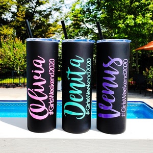 Personalized Tumbler Girls Trip Gift Birthday Trip Gift Girls Weekend Ideas Stainless Steel Water Bottle Beach Cups Cruise Trip Tumbler