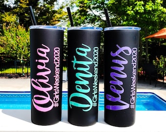 Personalized Stainless Steel Tumbler: Girls Trip Cups, Birthday Trip Favors, Travel Gift for Her