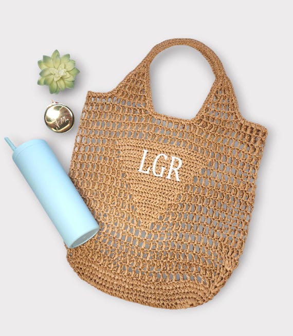 Personalized Raffia Beach Bag: Handwoven Bachelorette Party Favor, Mothers Day Gift Idea