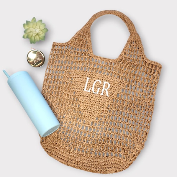 Personalized Raffia Beach Bag: Handwoven Bachelorette Party Favor, Mothers Day Gift Idea