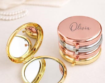 Engraved Compact Mirror: Personalized Birthday Gift, Bridal Shower Favor, Small Gift Mom, Engraved Bridesmaid Proposal Gift