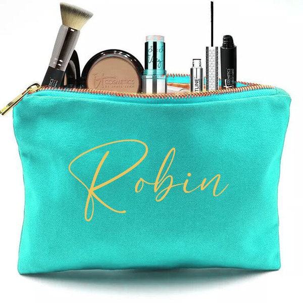 Personalized MakeUp Bag Bridesmaid Gift Make Up Bag with Name Birthday Gift Ideas for Her Custom Mom Gift Bridesmaid Proposal Gift