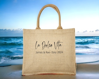 Personalized Burlap Tote Bag: Destination Wedding Welcome Gift
