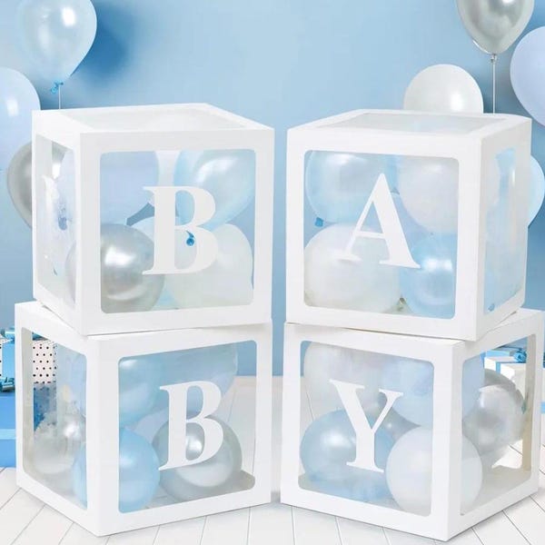 Baby Shower Balloon Boxes: Transparent Letter Blocks Decoration Jumbo Transparent Balloon Boxes Party Decor DIY Baby Shower