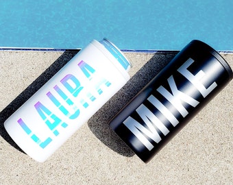 Personalized Skinny Can Cooler: Stainless Steel Slim Can Cozie, Wedding Favor