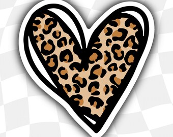 Leopard Heart Sticker / Vinyl Sticker /  Laptop Sticker /  Waterproof Sticker /  Hydroflask Sticker / Leopard Sticker