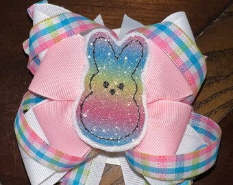 Easter hair bow, Over the top hair bow, Bunny hair bow, hair bow, hairbow, rainbow hair bow