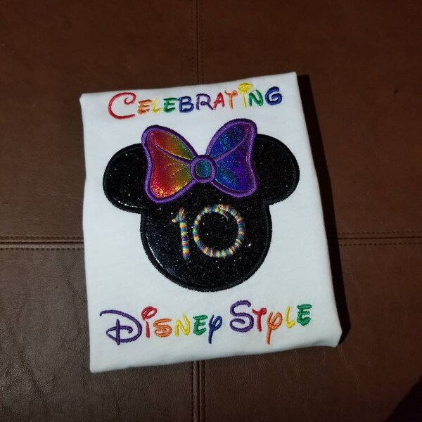 Disney Rainbow Birthday Shirt, Disney Birthday celebration, Celebrating Disney Style, Rainbow Minnie embroidery shirt