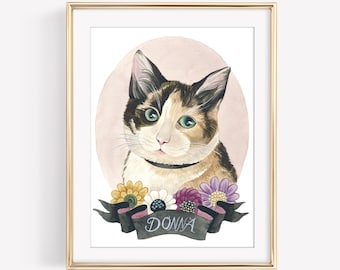 Custom Cat Portrait. Cat Art. Custom Pet Portrait. Custom Pet Painting. Pet Watercolor. Original Painting. 8x10 in