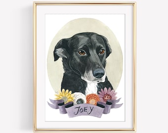 Custom Dog Portrait. Black Dog. Dog Art. Custom Pet Portrait. Custom Pet Painting. Custom Pet Art. 8x10 in