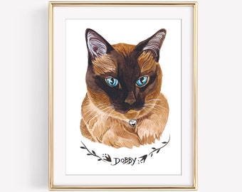 Custom Cat Portrait. Custom Pet Portrait. Custom Pet Painting. Pet Painting. Cat Portrait. 5x7in