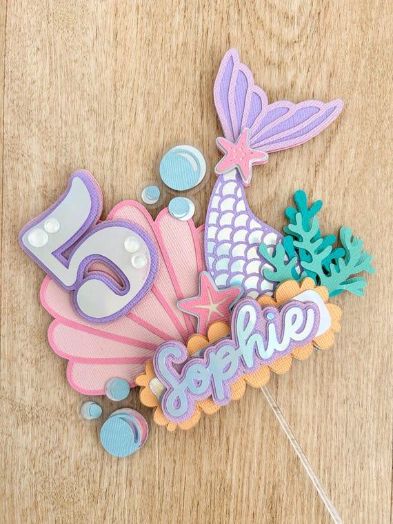 3D Mermaid Cake Topper - Whimsical Under the Sea Decoration for Birthday Parties, Fun Colourful Coastal Decor & Cake Decoration