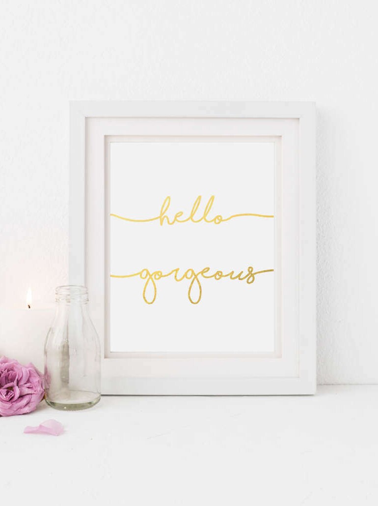 Hello Gold Printable Inspirational Art Diy Decor Instant