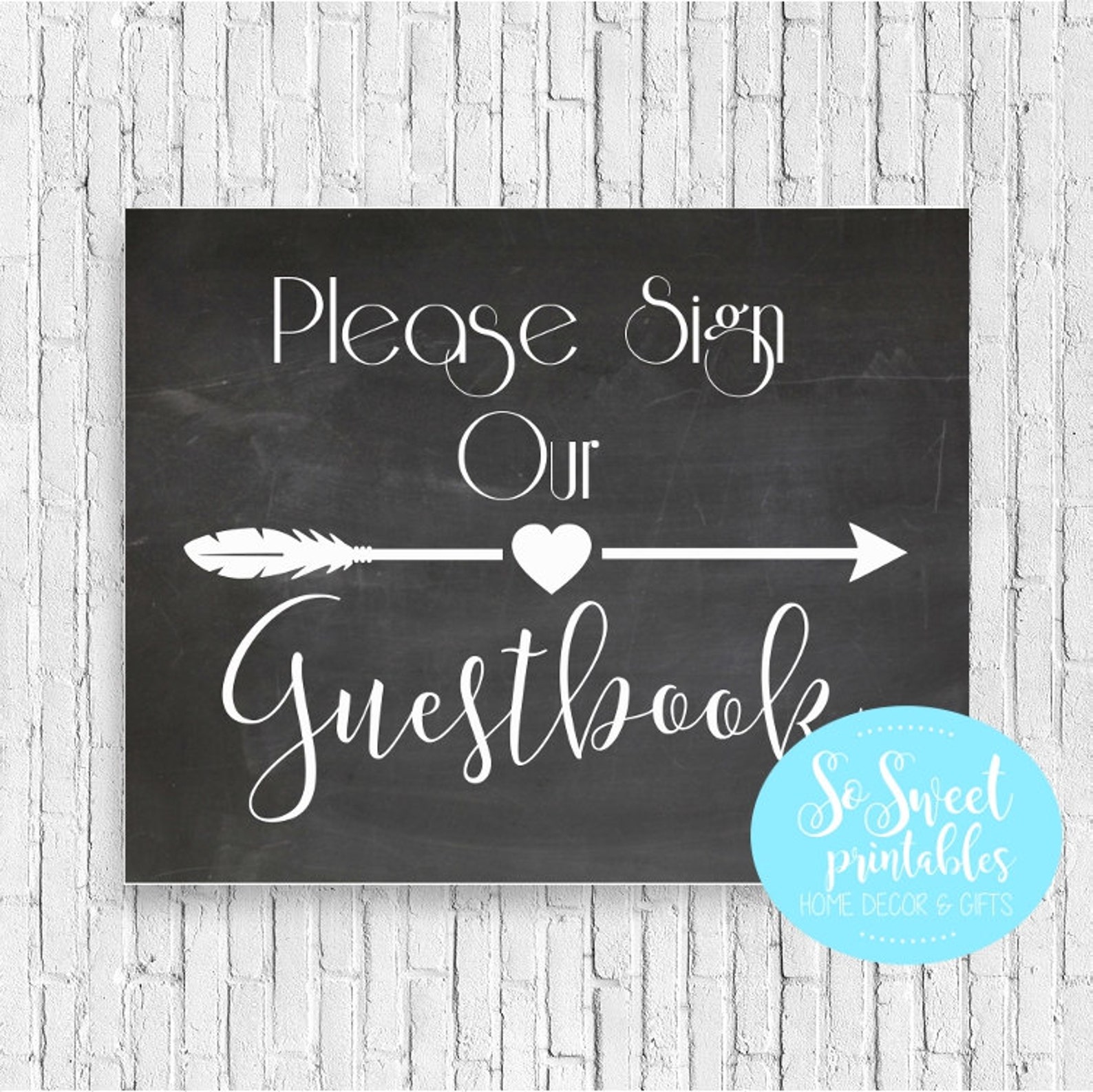 Please Sign Our Guestbook Chalkboard Sign Printable Instant Download ...