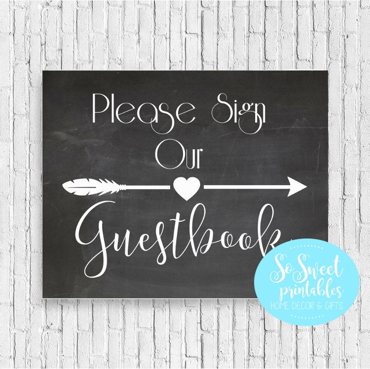 Please Sign Our Guestbook Chalkboard Sign Printable Instant Download ...