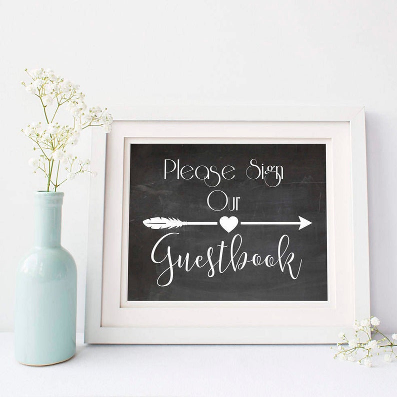 Please Sign Our Guestbook Chalkboard Sign Printable Instant Download ...