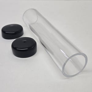 Clear Acrylic Plexiglass Tube: 1.5" OD, 1.25" ID, .125" Wall End Caps Optional