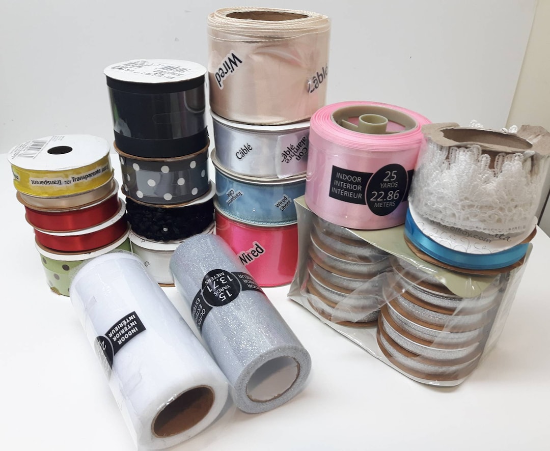 Offray Ribbon Lot: Assorted Lace, Satin, Wired Ribbons for Crafts - Etsy