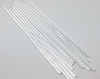 12 Pc Clear Acrylic Plexiglass Rod Lucite Diameter 3/16" or 1/4" by 12" Length