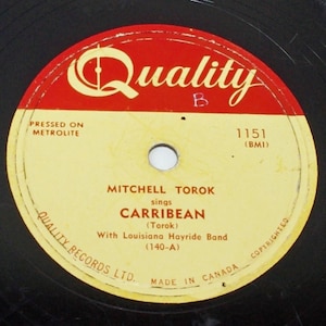 Mitchell Torok Carribean / Weep Away Quality 1151 78 rpm 10&quot; Record