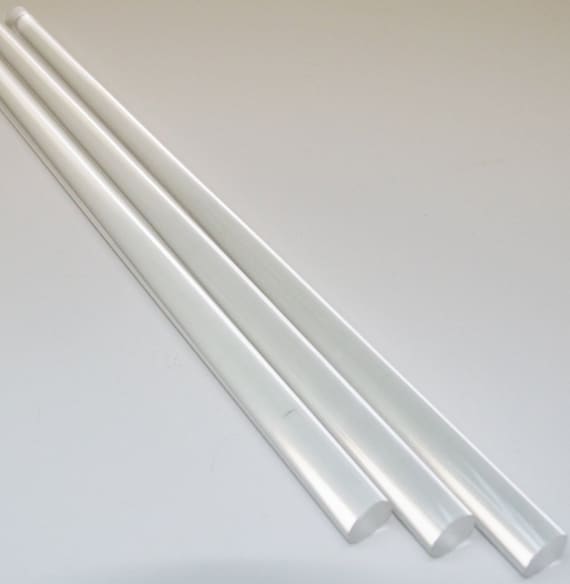 Clear Acrylic Plastic Rods: 3/16", 1/4", 3/8", 1/2" Diameter, 24" Length (3 Pc)