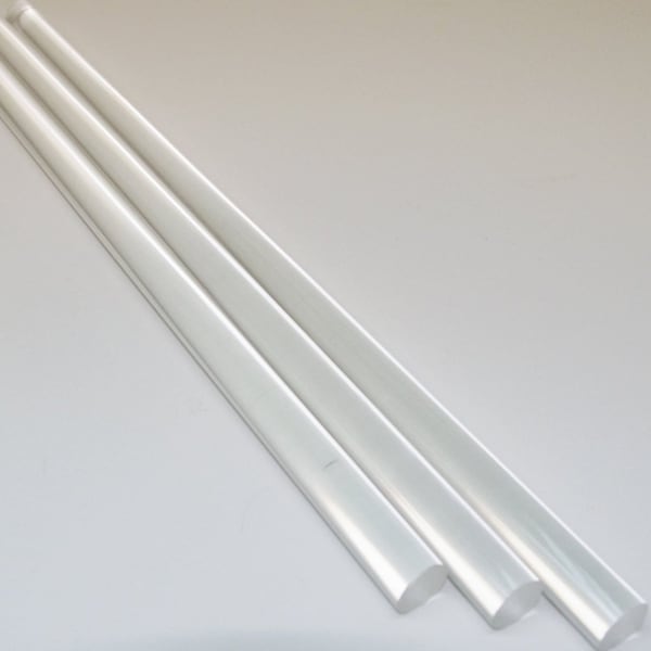 3 Pc Clear Acrylic Plastic Rod Lucite Diameter 3/16" 1/4" 3/8" 1/2" by 24" Length