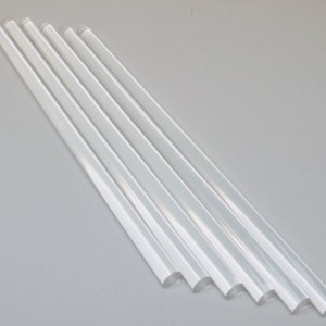 6 Pc Clear Acrylic Plastic Extruded Rod Lucite Diameter 3/16" 1/4" 3/8" 1/2" by 12" Length