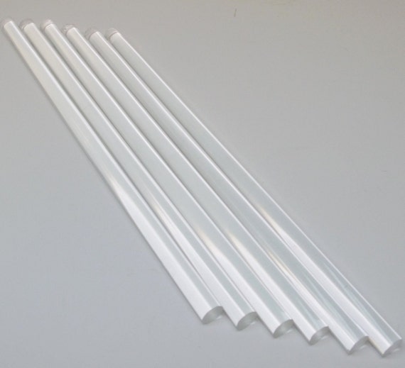 Clear Acrylic Rods: 6-Piece Lucite Extruded Set (3/16" - 1/2" Diameter)