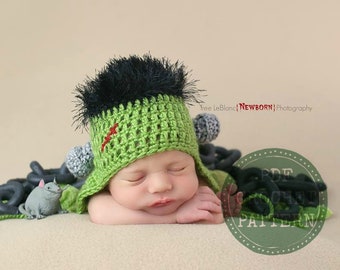 Frankenstein Hat Pattern - Halloween Crochet Pattern - Monster Hat Pattern - Crochet Pattern in all Sizes