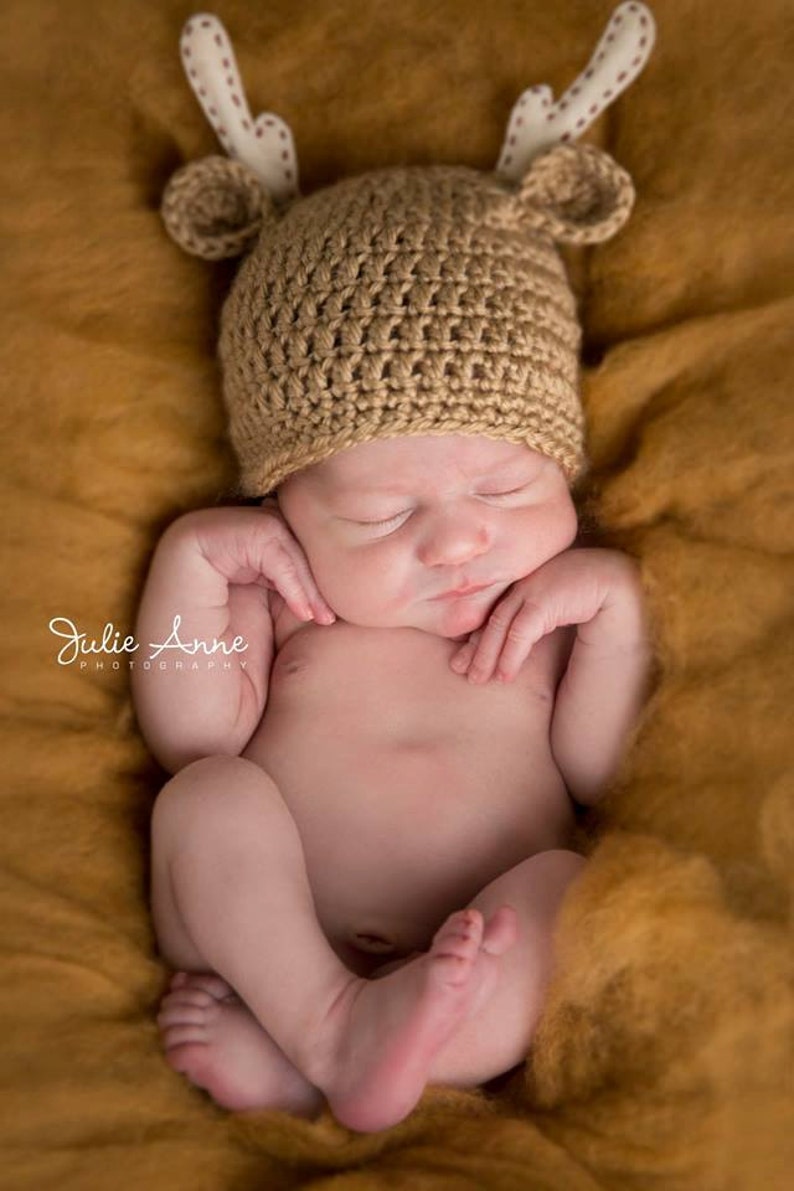 Deer Hat Baby Shower Gift Daddy and Me Hats- Deer Beanie Winter Hat in baby to adult sizes