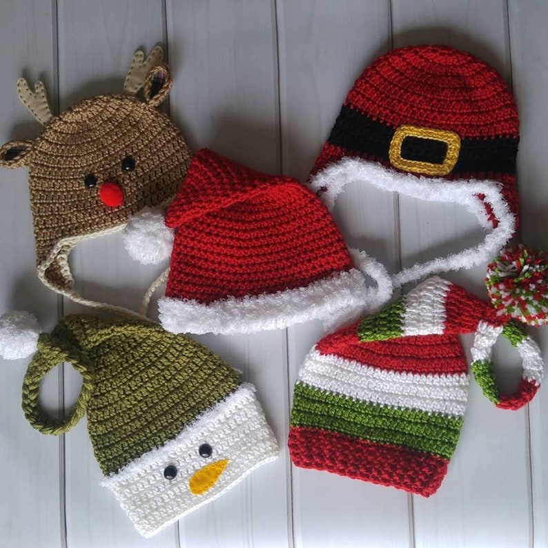 Elf Hat Pattern Christmas Elf Hat Crochet Pattern Elf Stocking Hat Pattern Holiday Hat Pattern for Family Toutes tailles incluses. image 3