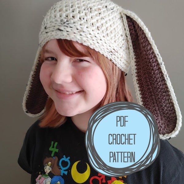 Bunny Hat Crochet Pattern - PDF File only - Floppy Ears Bunny Beanie