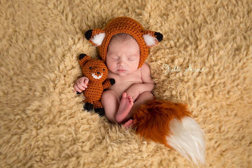 Newborn Fox Prop - Photography Prop - Fox Bonnet and Tail - Fox Stuff…