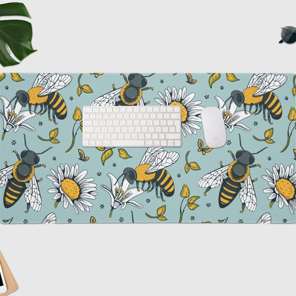 Gaming Mouse Pad Bee Pattern | PC Desk Accessories | Gifts for Gamers