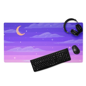 Pixel Art Night Sky Gaming mouse pad | Stardew Valley Inspired Mousepad