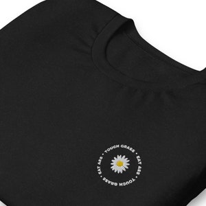 Touch Grass Eat A** Embroidered Unisex T-Shirt | Funny Gifts for Gamers