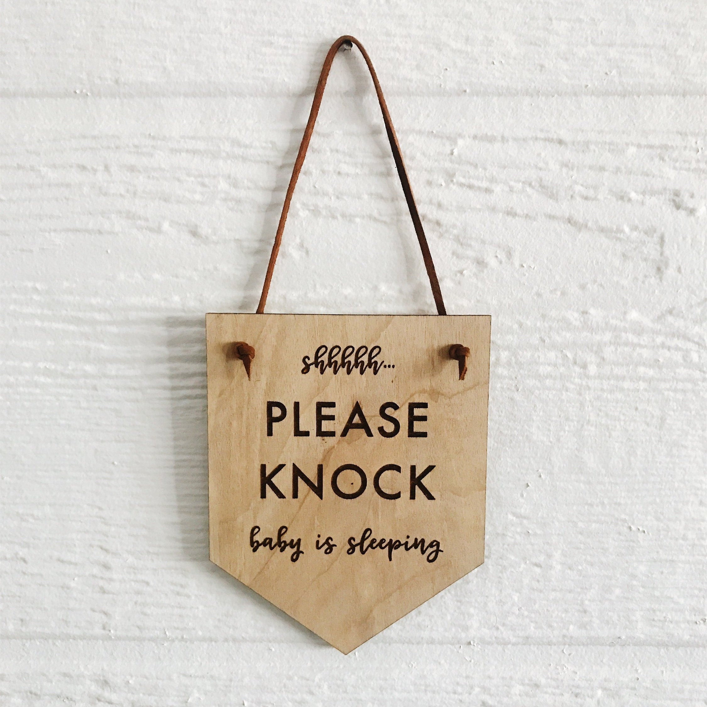 Wood Engraved Sign PLEASE KNOCK Baby Is Sleeping Mini Sign Home D cor wood-engraved-sign-please-knock-baby-is-sleeping-mini-sign-home-d-cor